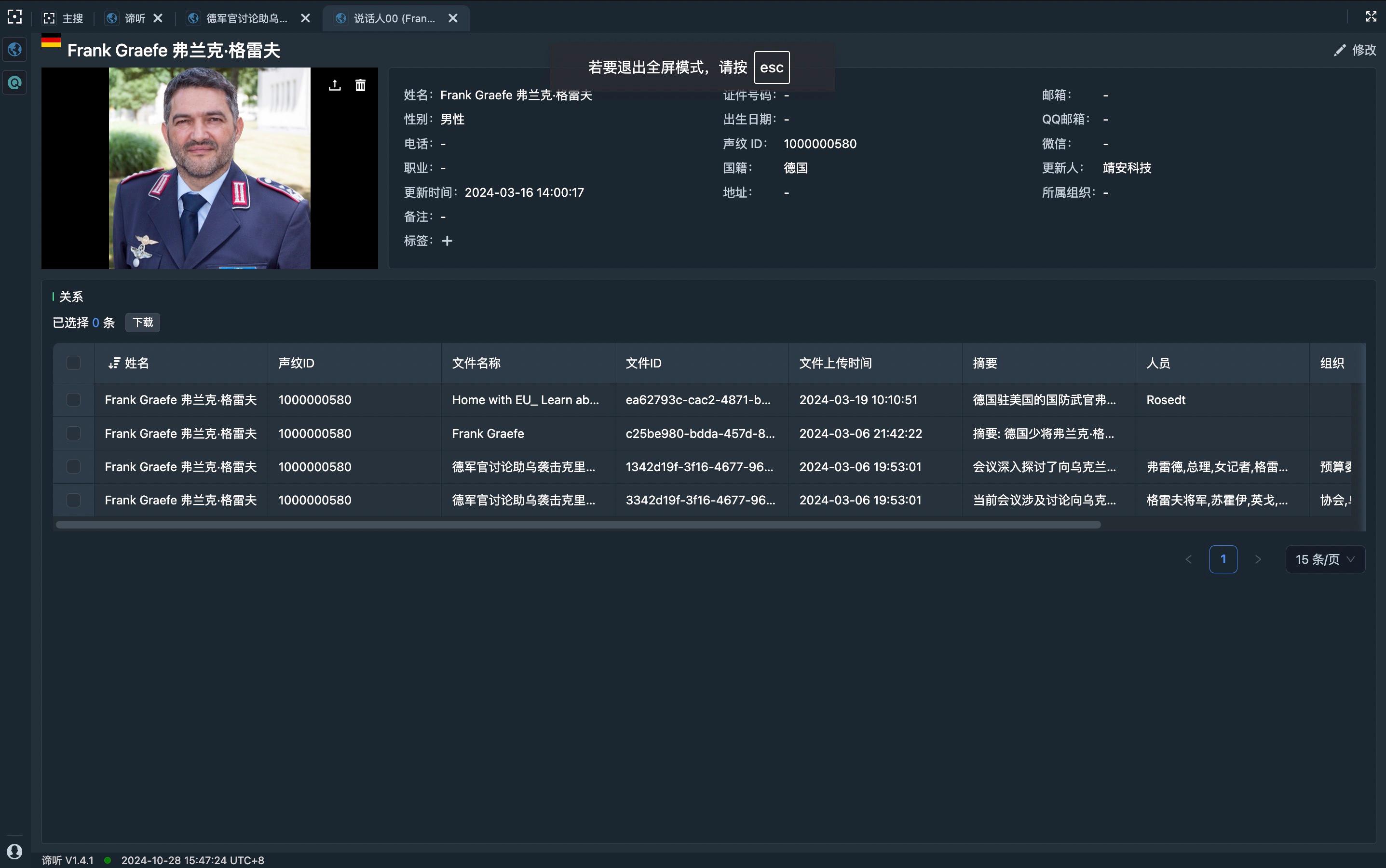 对比互联网公开视频，参会者身份确认